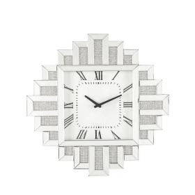 Lavina Wall Clock in Mirrored & Faux Diamonds