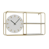 DecMode 27" x 15" Gold Metal 2 Shelf Wall Clock