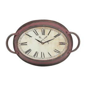 Stonebriar 16.5" Red Analog Oval Farmhouse Battery Operated Wall Clock