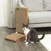 L-shaped Cat Scratching Board Cat Toy- Corrugated Cardboard + MDF, Walnut Color