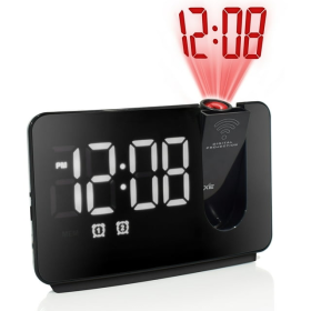 Westclox Black Electric Projection Alarm Clock with 1.4" White LED Large Digital Time Display