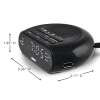 RCA Digital Radio Alarm Clock with Soothing Sounds, Brightness Control, and USB Charging Port