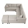 121.3" Oversized Sectional Sofa with Storage Ottoman, U Shaped Sectional Couch with 2 Throw Pillows for Large Space Dorm Apartment