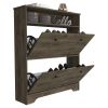 DEPOT E-SHOP Wayne Shoe Rack, One Open Shelf, Superior Top, Dark Brown