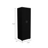 DEPOT E-SHOP London Armoire, Two Shelves, Rod, Double Door Cabinet Armoire, Black