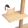 Wall-Mounted Cat Scratching Post - Solid Wood Color