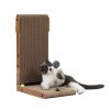 L-shaped Cat Scratching Board Cat Toy- Corrugated Cardboard + MDF, Walnut Color