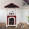 Indoor & Outdoor 2-Story Wooden Cat House with Balcony