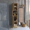 DEPOT E-SHOP Yaka Linen Double Door Cabinet, Four Interior Shelves, One Open Shelf, Light Oak