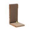 L-shaped Cat Scratching Board Cat Toy- Corrugated Cardboard + MDF, Walnut Color