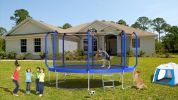 14FT Trampoline with Basketball Hoop, ASTM Approved Reinforced Type Outdoor Trampoline with Enclosure Net