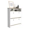 DEPOT E-SHOP Wayne Shoe Rack, One Open Shelf, Superior Top, Light Oak / White