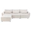 113.3" Convertible Sectional Sofa Couch 3-Seat L-Shaped Sofa with Movable Ottoman and USB for Apartment, Living Room, Bedroom, Beige