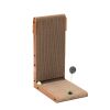 L-shaped Cat Scratching Board Cat Toy- Corrugated Cardboard + MDF, Walnut Color