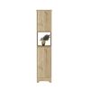 DEPOT E-SHOP Yaka Linen Double Door Cabinet, Four Interior Shelves, One Open Shelf, Light Oak