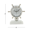 DecMode 8" Silver Stainless Steel Ship Wheel Clock with Marble Base