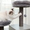 Medium Cat Tree Activity Center With Multi Platforms, Cat Play Tower Wooden Cat Tree With Sisal-covered Cat Scratching Posts Grey