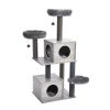 Medium Cat Tree Activity Center With Multi Platforms, Cat Play Tower Wooden Cat Tree With Sisal-covered Cat Scratching Posts Grey