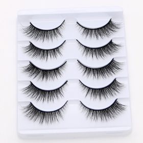 New 5Pairs High Quality Faux Eyelashes Handmade 3D Winged Natural Long Lashes Soft Cat Eye Fake Eyelash For Eye Makeup Wholesale (Color: MZA2437-5)