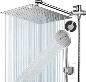 Shower Head, 8 Inch High Pressure Rainfall Shower Head/Handheld Shower Combo (Color: Silver)