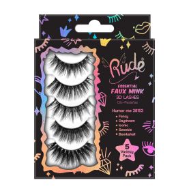 Rude Essential Faux Mink 3D Lashes 5 Multi-Pack (Color: Humor Me)