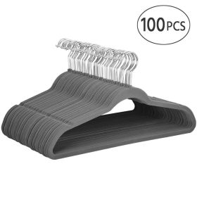 Heavy Duty Non Slip Velvet Clothing Hanger, 100 Pack, Gray (Color: Gray)