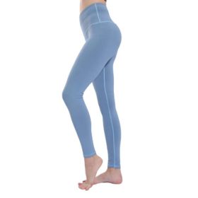 Women's High Waist Leggings Yoga Sport Pants (Color: Light Blue)