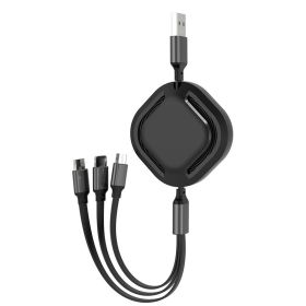 3P Experts Portable 3 In 1 Fast Charging Cable Type C/micro Usb Cable 2.1a Multi Port 43.3in (Color: Black)